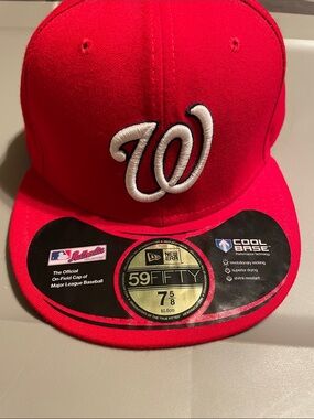 New Era Red Fitted Baseball Cap with White Script W